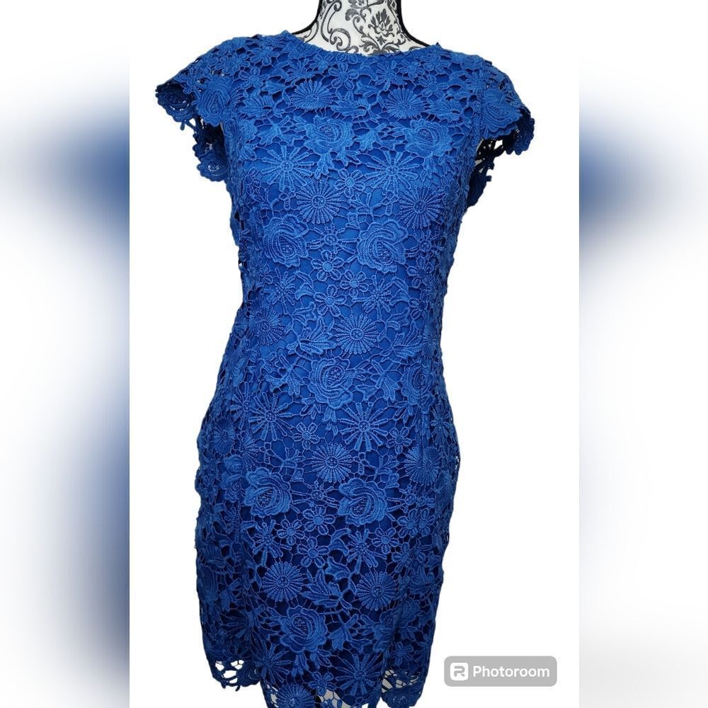 Lulu's Royal Blue Floral Lace Mini Dress